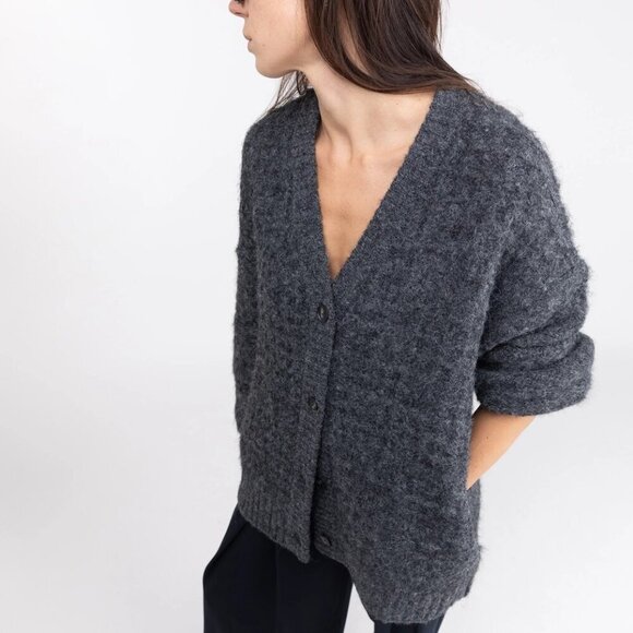 OAK + FORT FUZZY BUTTON UP CARDIGAN - Picture 1 of 9